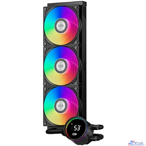 Система охлаждения/ PCCooler DA360 Pro ARGB Digital BK (300W, 360mm, LED temp., Black, ARGB/ Fans: 3x120mm, 75.8CFM, 33.7dBA, 2200RPM/ Pump height 57mm, 28dBA, 3000RPM, Rad thickness 27mm/ S: 1851, 17