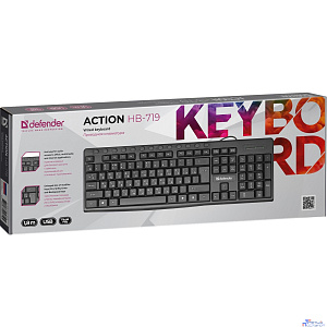 Defender Клавиатура Action HB-719 RU [45719] {Проводная, черный, мультимедиа}