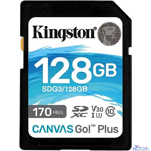 SecureDigital 128Gb Kingston Canvas Go Plus SDXC UHS-I U3 V30 (170/90 Mb/s) SDG3/128GB