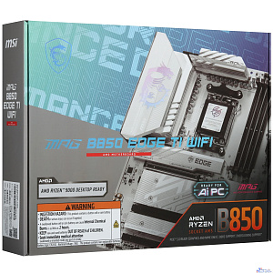 Материнская плата MSI MPG B850 EDGE TI WIFI B850, AM5, 4*DDR5, 3*PCIEx16, 4*M.2, 3*TypeC, 2*USB3.2Gen2, 1*USB3.2Gen1, 4*USB2.0, 4*SATA3.0, 5G, HDMI, ATX, RTL