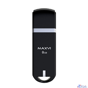 Maxvi USB Drive 8GB P3 black, монолит с колпачком, ABS пластик, USB 2.0