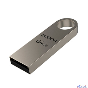 Maxvi USB Drive 64GB MK metallic silver, монолит, металл, USB 2.0