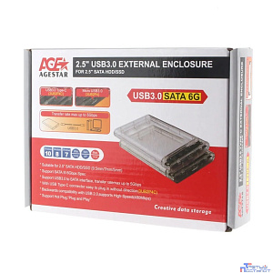 AgeStar 3UB2P4 (TRANSPARENCY)USB 3.0 Внешний корпус 2.5" SATAIII HDD/SSD пластик, прозрачный {50} (672691)(17312)
