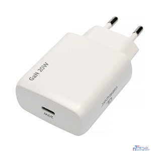 Cablexpert зарядное устройство 20Вт GaN, 3А, QC4.0/PD, 1xType-C, белый, (MP3A-PC-59)