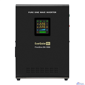 Exegate EX295997RUS ИБП (инвертор, синус, для котла) настенный ExeGate FineSine SX-1000.LCD.AVR.2SH <1000VA/600W, чистая синусоида, цветной LCD-дисплей, AVR, 2*Schuko, линейно-интерактивный, внешняя б
