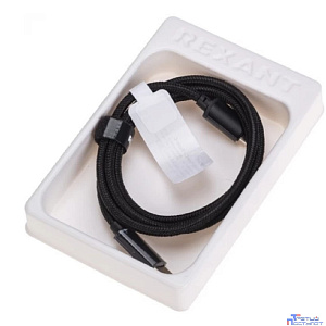 Rexant (18-7074) Кабель Type-C – Type-С, 5A, 100Вт, 1м, в черной нейлоновой оплетке, с LED дисплеем