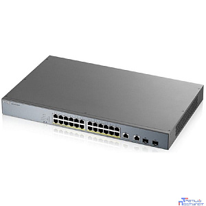 ZYXEL GS1350-26HP-EU0101F L2 коммутатор PoE+ для IP-видеокамер 24xGE PoE+, 2xCombo (SFP/RJ-45), бюджет PoE 375 Вт, дальность передачи питания до 250 м, автоперезагрузка PoE-портов