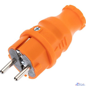 REXANT 111-015 Вилка прямая влагозащищенная, c/з, 16 А, IP44, каучук оранжевая