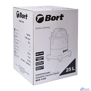 Bort BSS-1325 Пылесос строительный [91272218] { 1300 Вт, вместимость 25 л, 29 л/сек, 5,3 кг, набор аксессуаров 6 шт }