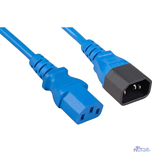 Cabeus PC-189-VDE-1.8M-BL Кабель питания монитор-компьютер IEC 320 C13 - IEC 320 C14 (3x0.75), синий, 1.8 м