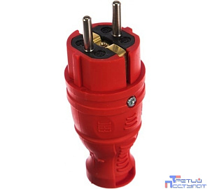 ЭРА Б0044547 Вилка ЭРА V8-RED-IP44 каучуковая с заземлением прямая 16A IP44 красная