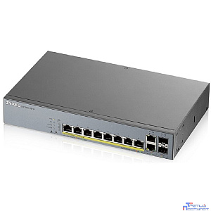 ZYXEL GS1350-12HP-EU0101F L2 коммутатор PoE+ для IP-видеокамер 10xGE (8xPoE+), 2xSFP, бюджет PoE 130 Вт, дальность передачи питания до 250 м, автоперезагрузка PoE-портов