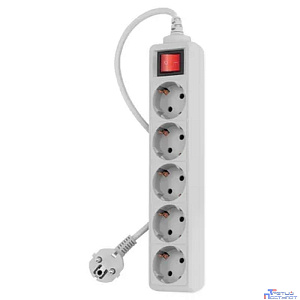 PC PET Сетевой фильтр AP01006-5-GR 5м (5 розеток, EURO, EURO/RUS), серый {619891}
