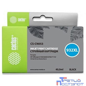 Cactus CN053/№932  Картридж для HP DJ 6600, черный (40мл)