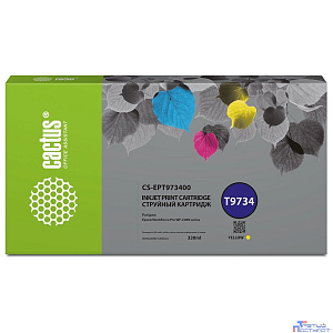 Картридж струйный Cactus CS-EPT973400 T9734 желтый (330мл) для Epson WorkForce WF-C869RD3TWFC/WF-C869RDTWF