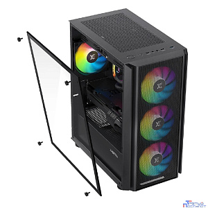 XASTRA Корпус A402M 4FRGB Black mATX/Mesh/full-size TG/4x120mm FRGB fans/ A402M-4FC12F-BK