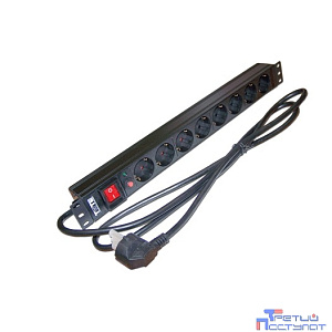 Блок розеток 19" 8 шт., 16A 250V, шнур питания 3.0 м
