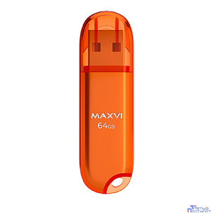 Maxvi USB Drive 64GB P1 orange, монолит с колпачком, ABS пластик, USB 2.0