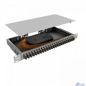 NTSS Кросс 19" NTSS PREMIUM, предсобранный 1U, 24 порта SC/UPC duplex, 50/125 мкм, (сплошная панель, розетки, сплайс, КДЗС, пигтейлы) NTSS-RFOB-PM-1U-24-2SC/U-50-SP1.5G0A