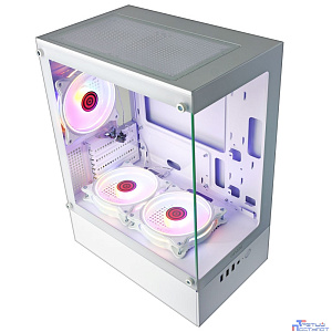 Ginzzu CL485 mATX FAN 3*12LD4 передняя панель Стекло Белый