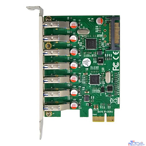 ORIENT VA-3U7PE, Контроллер PCI-Ex1, USB 3.2 Gen1 (USB 3.0), скорость до 5 Гбит/с, 7-port ext, VIA VL805+VL812 chipset, разъем доп.питания, oem (31110)