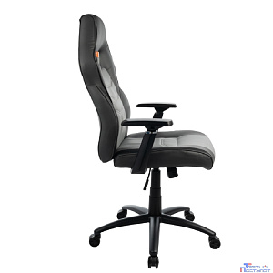 Кресло игровое Filum FL-CH-G-040 пластиковая крестовина, спинка/сиденье экокожа, подлокотники с регулировкой по высоте, элементы из хрома, черно-серое (1113086)