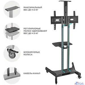 ONKRON TS1551 чёрная Для телевизоров диагональю 40"-70" Максимальная нагрузка: 45,5 кг VESA: 100x100, 100x200, 200x100, 200x200, 200x300, 200x400, 300x100, 300x200, 300x300, 300x400, 400x200, 400x300,