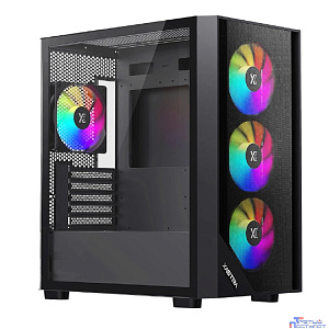 XASTRA Корпус A401M 4ARGB Black mATX/Mesh /Screwless full-size TG/ 4x120mm ARGB PWM fans/ A401M-4FC12A-BK