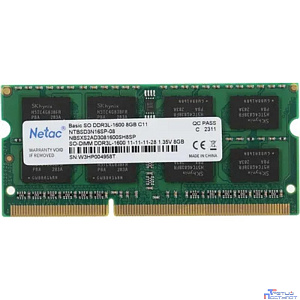 Память SO-DIMM DDR3L 8Gb PC12800 1600MHz CL11 1.35V Netac (NTBSD3N16SP-08)