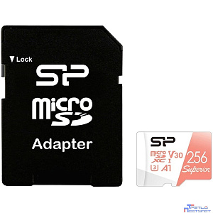 Micro SecureDigital 256GB Silicon Power Superior A1 microSDXC Class 10 UHS-I U3 100/80 Mb/s (SD адаптер)