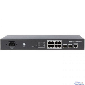 DAHUA DH-PFS4210-8GT-150 10-портовый гигабитный управляемый коммутатор с PoE, уровень L2, 8xRJ45 1Gb PoE, 2xSFP 1Gb, суммарно 150Вт, коммутация 20 Гбит/с, MAC-таблица 8К, металл