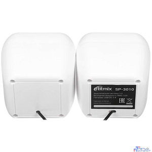 RITMIX SP-3010 white {RMS: 5 Вт (2 х 2,5 Вт), Диаметр динамиков: 2’’,  Частотный диапазон: 100 -20 кГЦ, Отношение сигнал/шум: ?80 дБ}