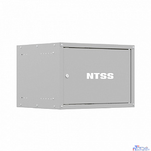 NTSS Шкаф настенный телекоммуникационный NTSS LIME 6U 550х600х370мм, 2 профиля 19, дверь сплошная металл, боковые стенки несъемные, разобранный, серый RAL 7035 NTSS-WL6U5560FD
