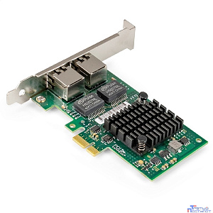 Exegate EX299699RUS Сетевой адаптер ExeGate EXE-I350-T2V1 (PCI-E x1, порты 2xRJ45 (медные), 10/100/1000Mbps, Gigabit NIC Intel Chipset NHI350AM2)