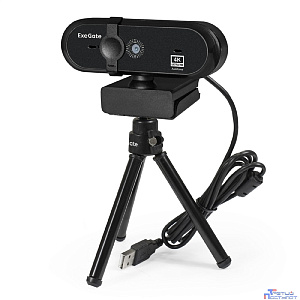 Exegate EX287383RUS Веб-камера ExeGateStream HD 4000 4K UHD T-Tripod (матрица 1/3" 8 Мп, 3840x2160, 32fps, 4-линзовый объектив (стекло), автофокус, шторка, USB, микрофон с шумоподавлением, поворотное