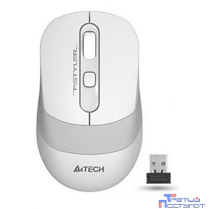 Мышь беспроводная A4Tech Fstyler FG10 , белый/серый , оптическая, 2000dpi , USB, 4 кнопки [1147569]