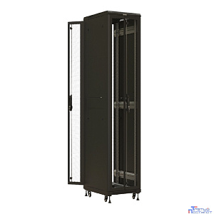Шкаф серверный Hyperline (TTBR-4261-DD-RAL9004) напольный 42U 600x1000мм пер.дв.перфор. задн.дв.перфор. 2 бок.пан. направл.под закл.гайки 800кг черный 910мм 2055мм IP20 сталь