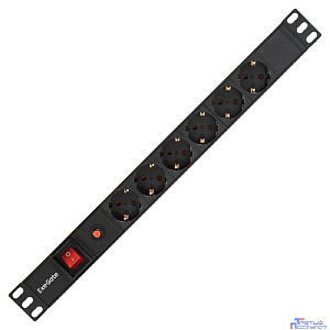 Exegate EX280830RUS Блок розеток ExeGate ServerPro PDU-19H605 Al-6S-C14-SW-O, 19",1U,алюм, 6Schuko, С14, защ перегр