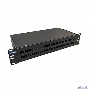 NTSS Кросс NTSS оптический 19'' укомплектованный 2U, 64 порта LC/UPC duplex, 50/125 мкм (сплошная панель, сплайс-кассета 4шт, пигтейлы, КДЗС, адаптеры) черный RAL 9005 NTSS-RFOB-2U-64-2LC/U-50-SP1.5G0