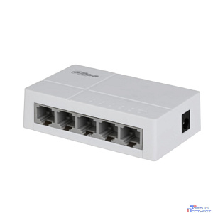 DAHUA DH-SF1005L 5-портовый неуправляемый коммутатор, 5x10/100 Base-T, коммутация 1 Гбит/с, MAC-таблица 2К, пластик
