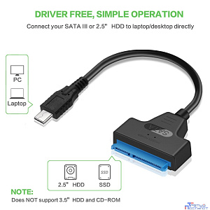ORIENT UHD-502N-C, USB 3.2 Gen1 (USB 3.0) адаптер для SSD & HDD 2.5" SATA 6GB/s (JMS578, поддержка UASP), кабель подключения USB Type-C (33325)