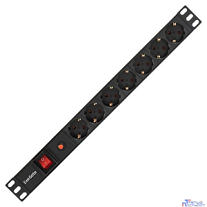 Exegate EX280837RUS Блок розеток ExeGate ServerPro PDU-19H702 Al-7S-C14-SW-O, 19",1U,алюм, 7Sch, С14, защита от перегр