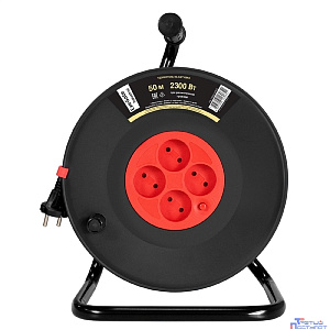 Exegate EX295745RUS Удлинитель на катушке ExeGate industrial ECS-10-2-50 (4 евророзетки, IP20, 50м, защита от детей, защита от перегрузки, 2х1,0мм2, 10А/2.3кВт)