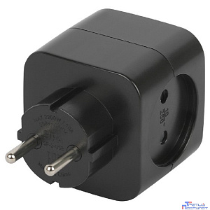 ЭРА Б0049535 Разветвитель электрический SP-2-USB-B на 2 розетки 220V + 2xUSB 2400mA, без заземл 10А (черный)