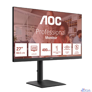 LCD AOC 27" U27E4CV {IPS 3840x2160 60Hz 4ms 400cd 2xHDMI DisplayPort DP(Out) 4xUSB 3.2 USB-C(90W) RJ-45 2x2W HAS Internal VESA}