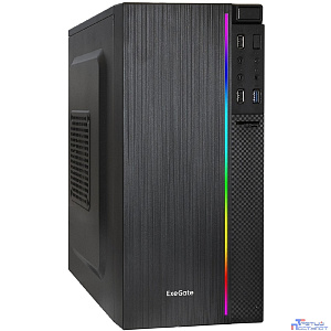 Exegate EX297475RUS Корпус Minitower ExeGate mEVO-9302-NPX450 (mATX, БП 450NPX с вент. 12см, 2*USB+1*USB3.0, HD аудио, черный, с RGB подсветкой)