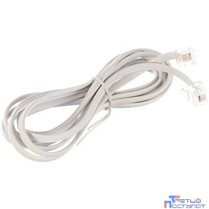 Cablexpert TC6P4C-2M Кабель.телефонный аппарат-розетка 2 м белый