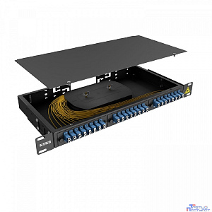 NTSS Кросс 19" NTSS PREMIUM, предсобранный 1U, 2 порта LC/UPC duplex, 9/125 мкм, (сплайс, пигтейлы, кдзс, планки, адаптеры), черный, RAL9005 NTSS-RFOB-PM-1U-2-2LC/U-9-SP1.5G1A-BL