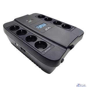 PowerCom Spider SPD-750U LCD USB ИБП {Line-Interactive, 750VA/450W, 8xEURO: 4 с резервным питанием, 4 с фильтрацией, USB/USB-порт зарядки 2.4 А} (1456261)