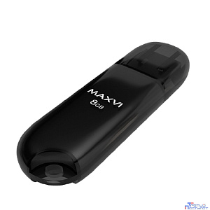 Maxvi USB Drive 8GB P1 black, монолит с колпачком, ABS пластик, USB 2.0 FD8GBUSB20C10P1